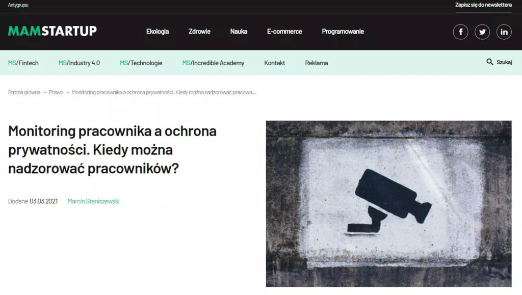 MONITORING PRACOWNIKA A OCHRONA PRYWATNOŚCI