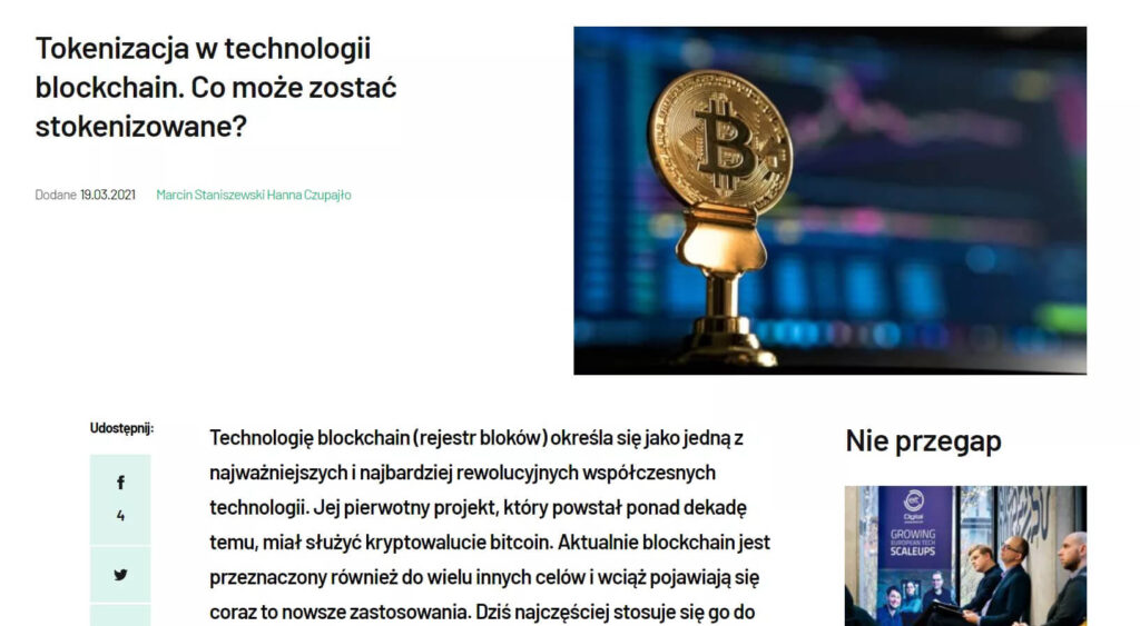 TOKENIZACJA W TECHNOLOGII BLOCKCHAIN