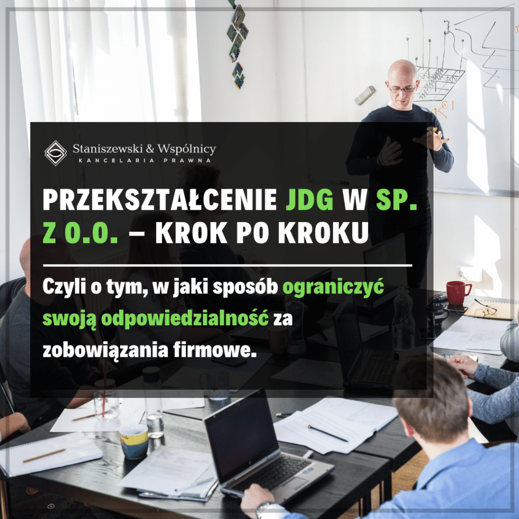 Przekształcenie jdg w sp. z o.o.