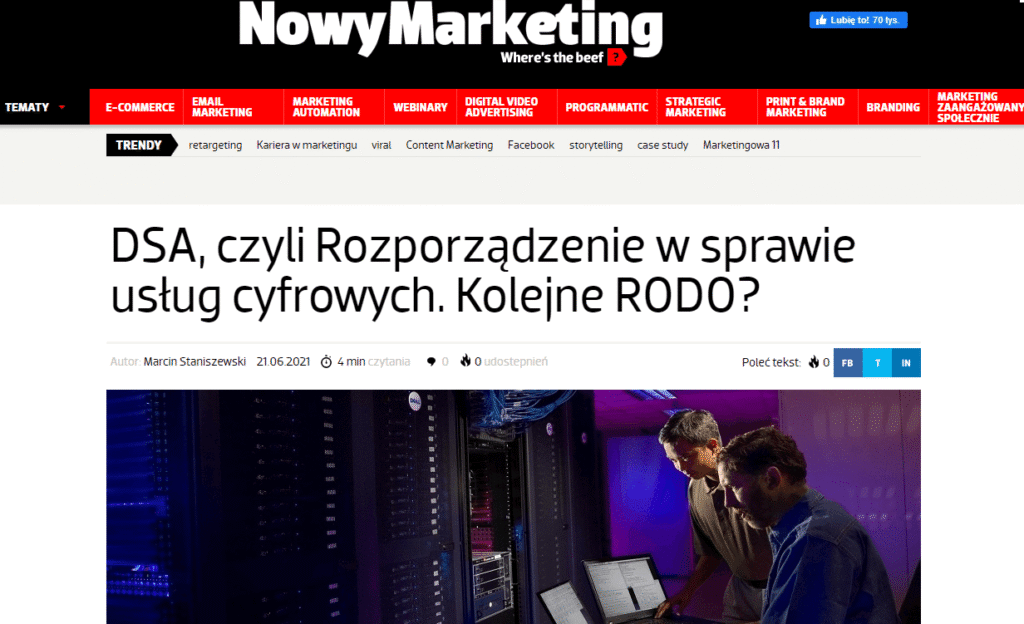 dsa czyli rozporzadzenie w sprawie uslug cyfrowych